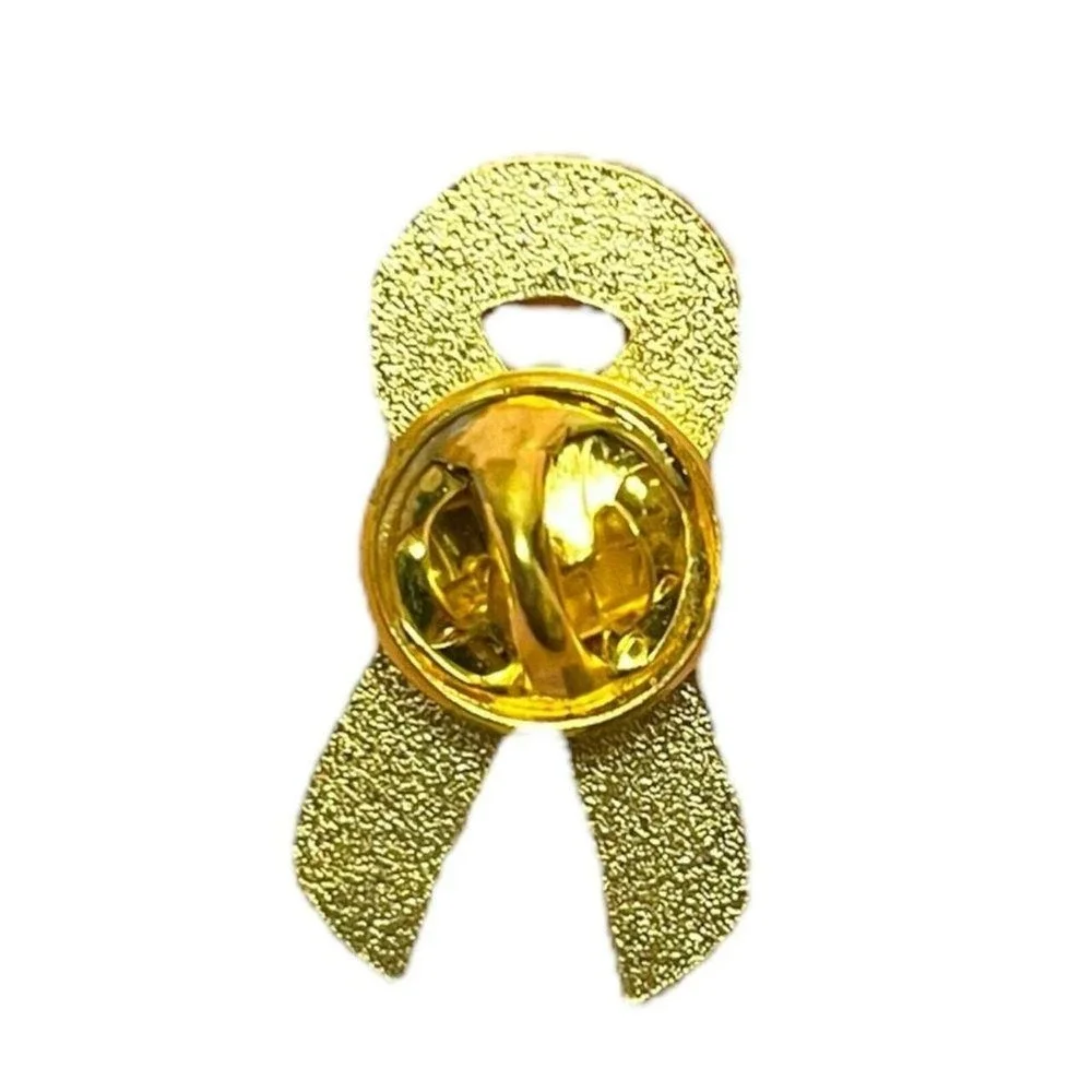 White Awareness Ribbon Enamel Pin Gold Tone Support Lapel Hat Accessory 1in